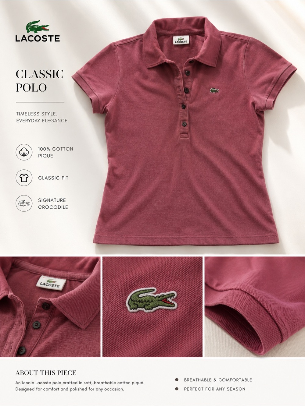 Lacoste Polo Shirt in Dusty Rose